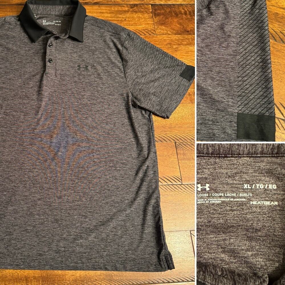 SHARP Under Armour Men’s Loose Heat Gear Gray Black Polo Tactical Look Men’s XL